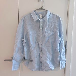 H&M baby blue linen blouse/shirt